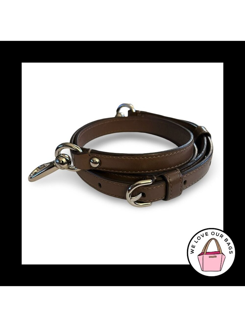 COACH BAG STRAP Brown Taupe Leather Replacement Purse Shoulder Silver Metal